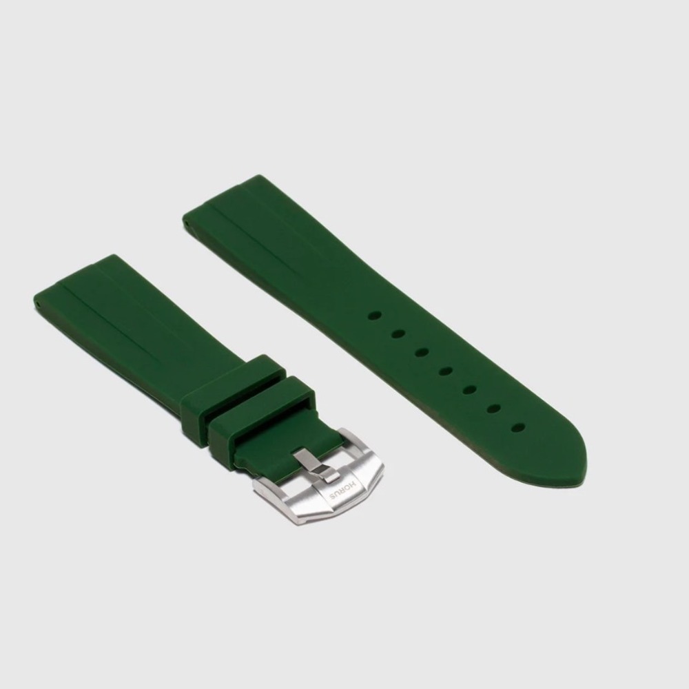 Horus Green Rubber Watch Strap Silver Buckle for Rolex Audemars Piguet Panerai